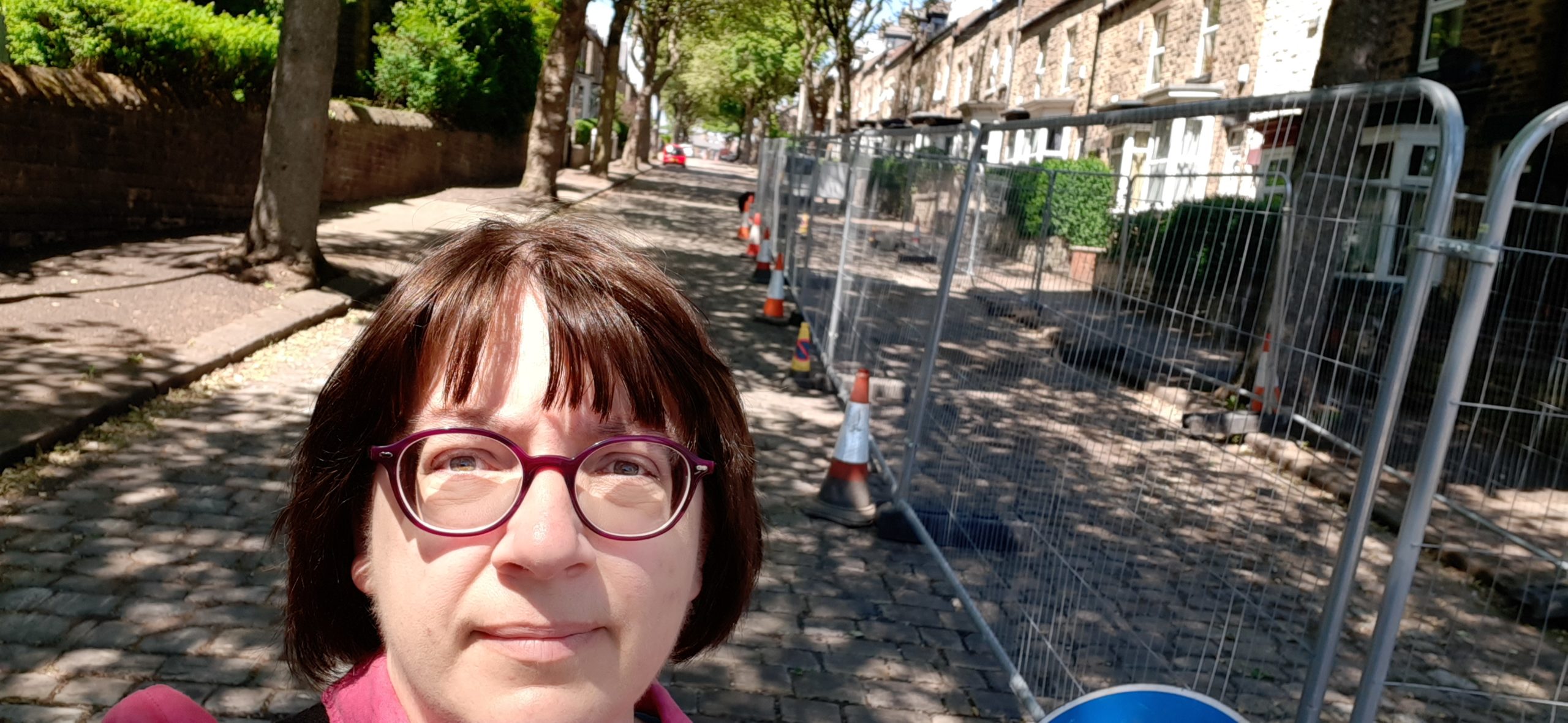 Ruth Milsom site visit to Western Road cobble resoration work, June 2021