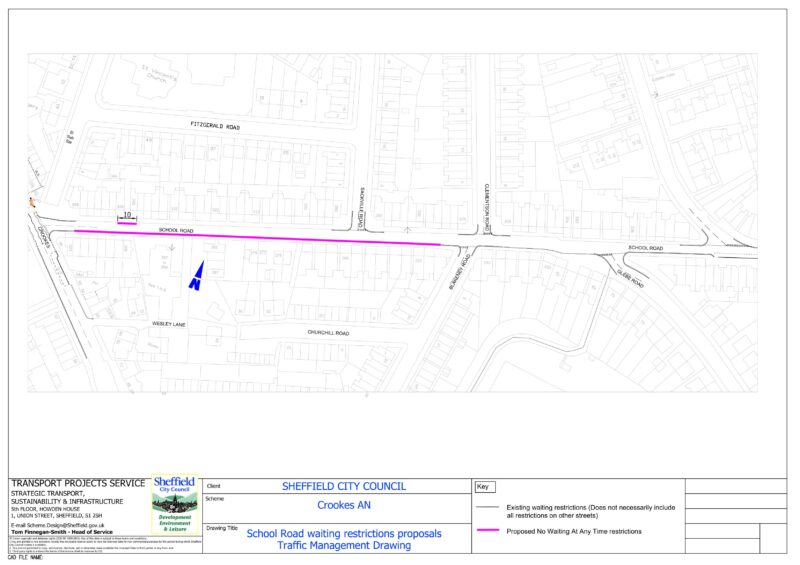 Diagram of proposed double yellow lines on School Road